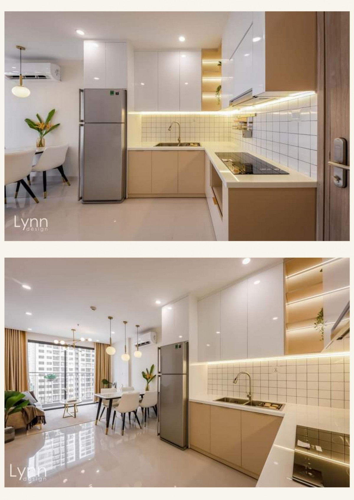 Thiết kế khu vực phòng bếp căn hộ 2pn1wc/2pn2wc Vinhomes Grand Park  - Mẫu 2