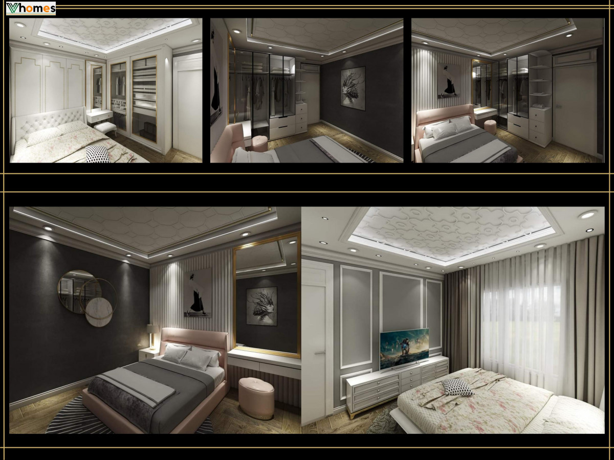 Thiết kế khu vực phòng ngủ căn hộ 2pn1wc/2pn2wc Vinhomes Grand Park  - Mẫu 1